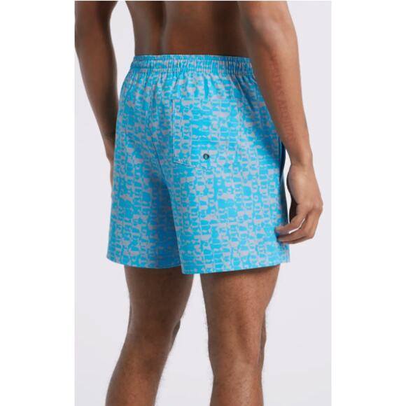 Open Edit Recycled Volley Swim Trunks Black White Geo Print - Picture 5 of 7